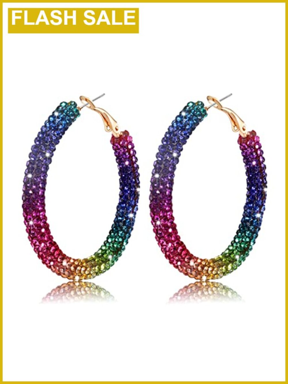 Glitter Rhinestone Wrapped Hoop Dangle Earrings Resin Sparkle Snap Back